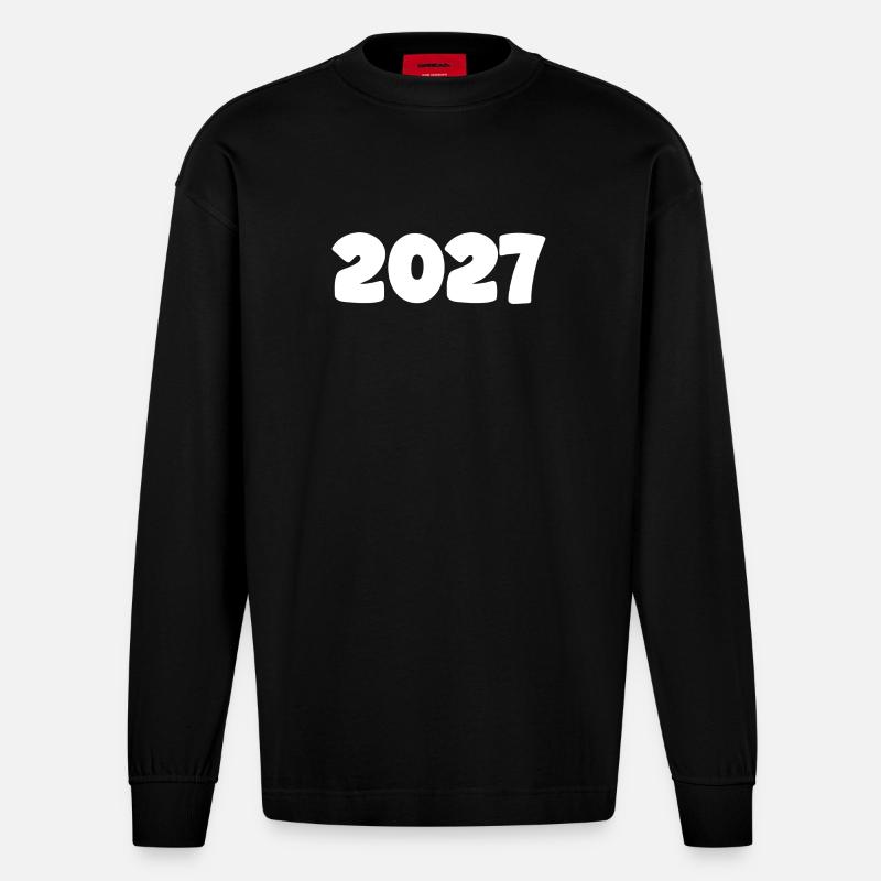 2027 weiß - Heavyweight Oversized Organic Langarmshirt Made in EU - SOLID BLACK