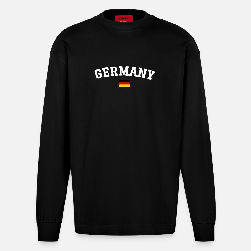Drapeau allemand Design anglais blanc - Manches longues bio épais oversize fabriqué en UE - SOLID BLACK