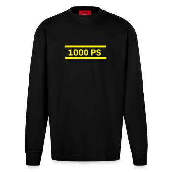 1000 ch - Manches longues bio épais oversize fabriqué en UE - SOLID BLACK - Devant
