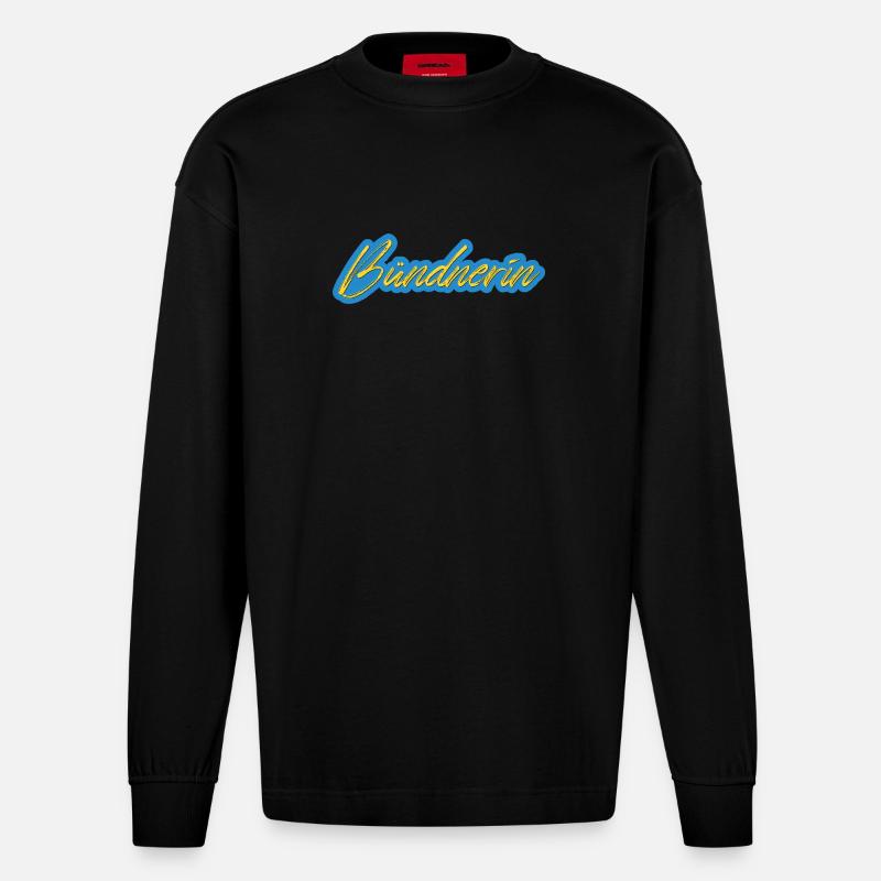 Bündnerin Neon Script - Heavyweight Oversized Organic Langarmshirt Made in EU - SOLID BLACK