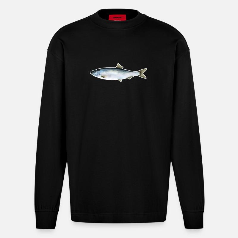 Hareng.1 - Manches longues bio épais oversize fabriqué en UE - SOLID BLACK
