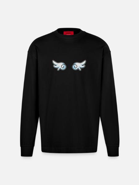 Angel wings - Heavyweight Oversized Organic Longsleeve Shirt Made in EU - SOLID BLACK