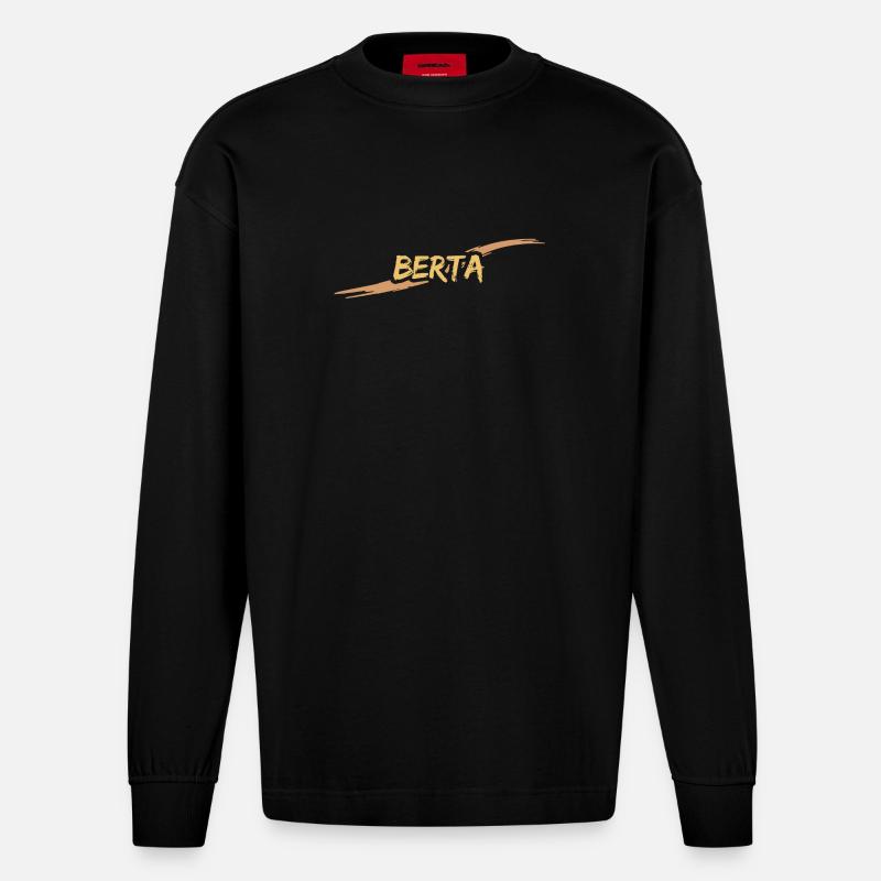 Berta als Geschenk - Heavyweight Oversized Organic Langarmshirt Made in EU - SOLID BLACK