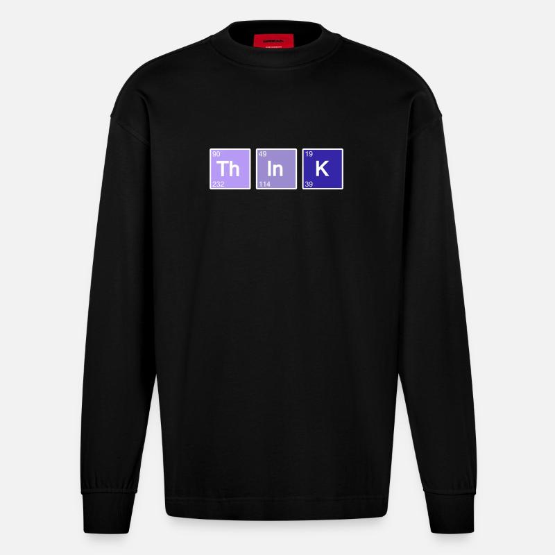 Think (bleu) - Manches longues bio épais oversize fabriqué en UE - SOLID BLACK