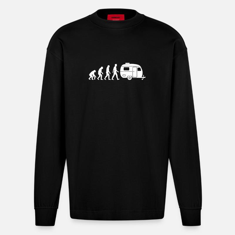 Caravane Evolution Camper Camping - Manches longues bio épais oversize fabriqué en UE - SOLID BLACK