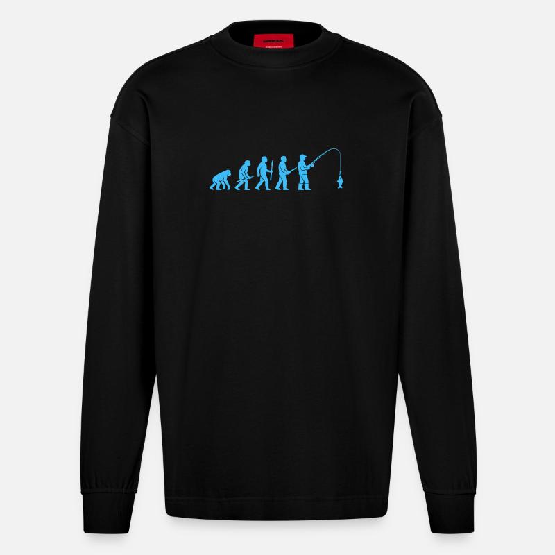 Évolution de la pêche - Manches longues bio épais oversize fabriqué en UE - SOLID BLACK