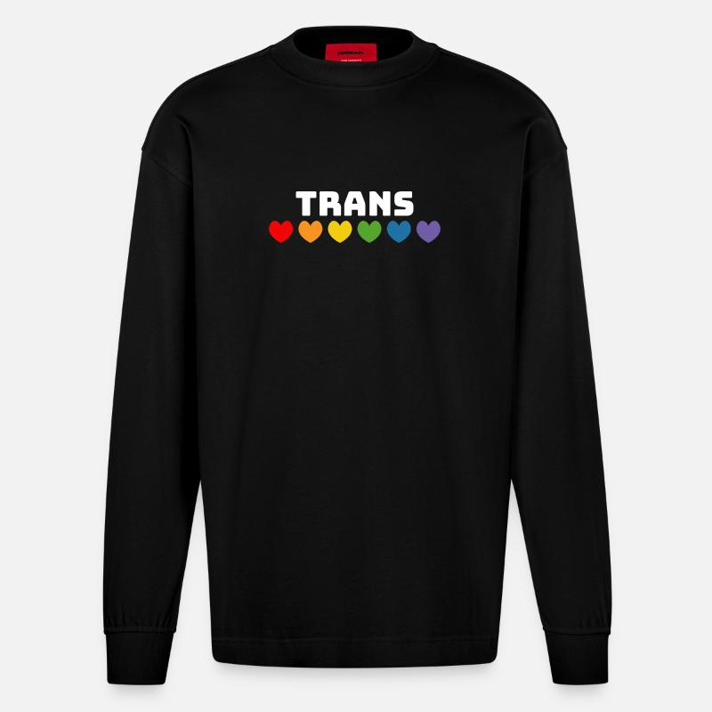 Regenbogenherzchen Trans weiss - Heavyweight Oversized Organic Langarmshirt Made in EU - SOLID BLACK