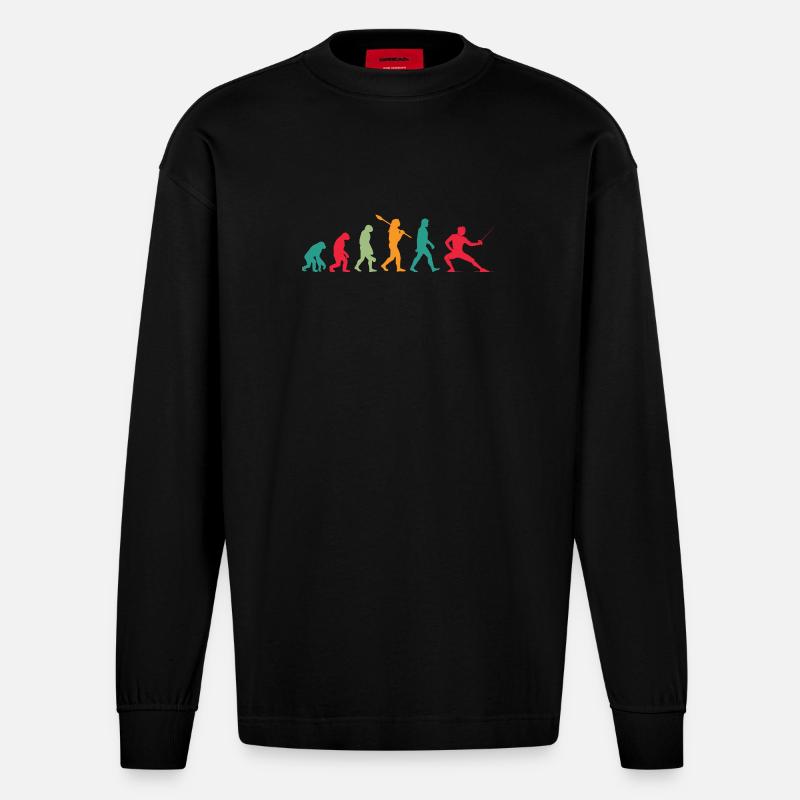 Évolution de l’escrime - Manches longues bio épais oversize fabriqué en UE - SOLID BLACK