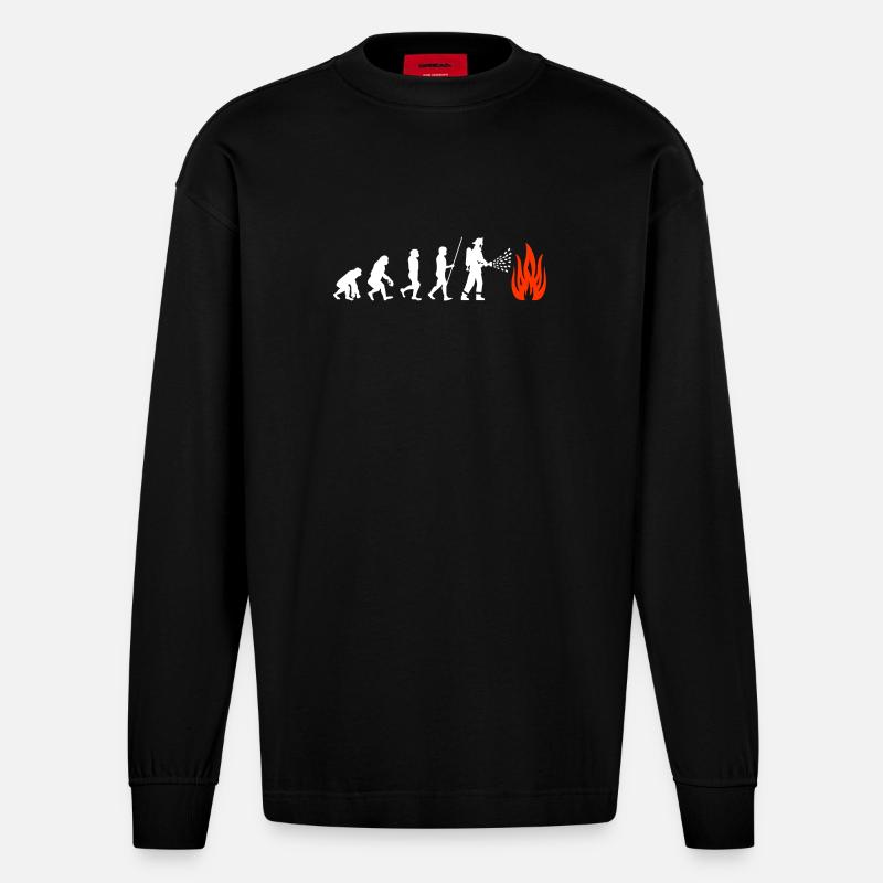 Fire Brigade Evolution Firefighter - Heavyweight Oversized Organic Longsleeve Shirt Made in EU - SOLID BLACK