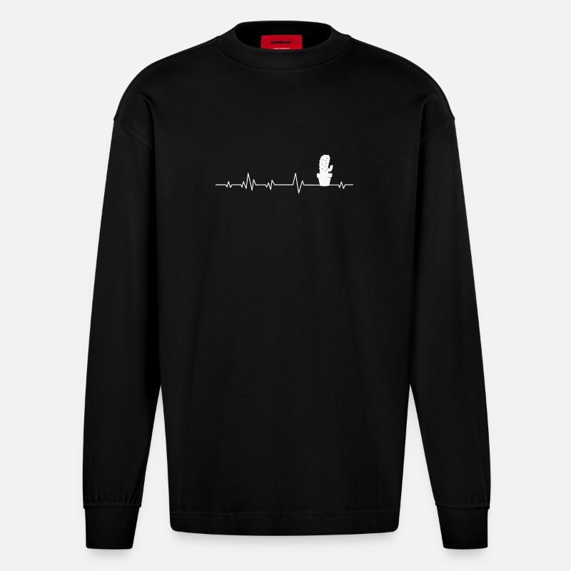 Cactus cactus - Manches longues bio épais oversize fabriqué en UE - SOLID BLACK