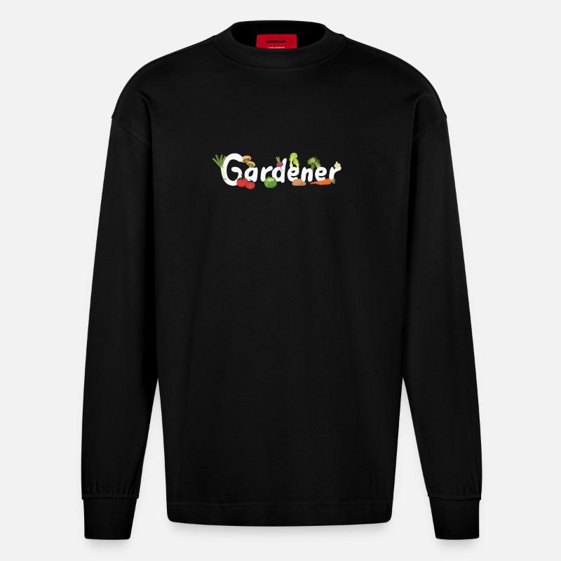 Gärtner Gärtnerin Garten - Heavyweight Oversized Organic Langarmshirt Made in EU - SOLID BLACK