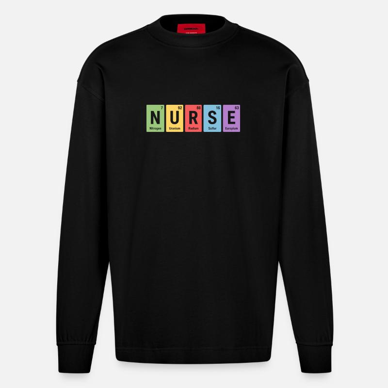 Nurse Blockdesign Elementfarben - Heavyweight Oversized Organic Langarmshirt Made in EU - SOLID BLACK