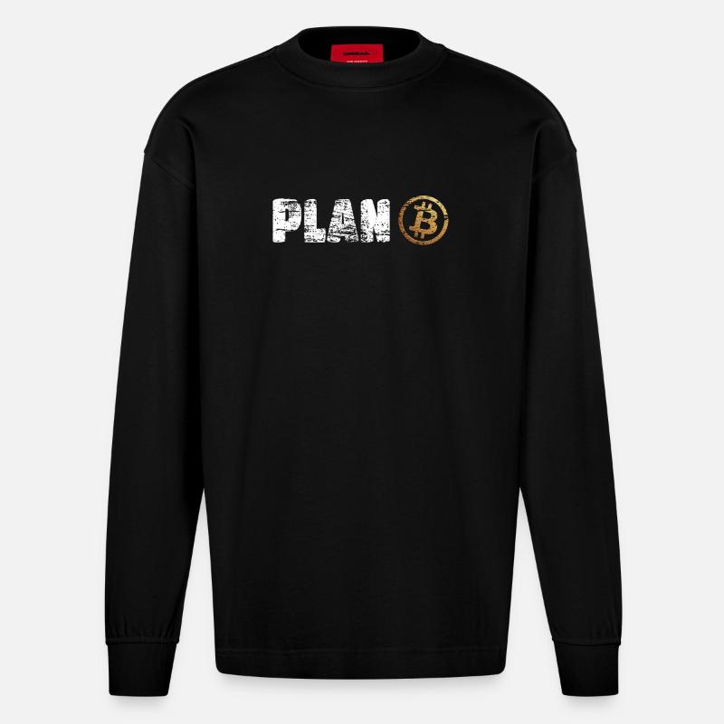 Plan Bitcoin Plan B - Heavyweight Oversized Organic Longsleeve Shirt Made in EU - SOLID BLACK