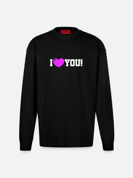 I love you - Ich Liebe Dich - Heavyweight Oversized Organic Longsleeve Shirt Made in EU - SOLID BLACK