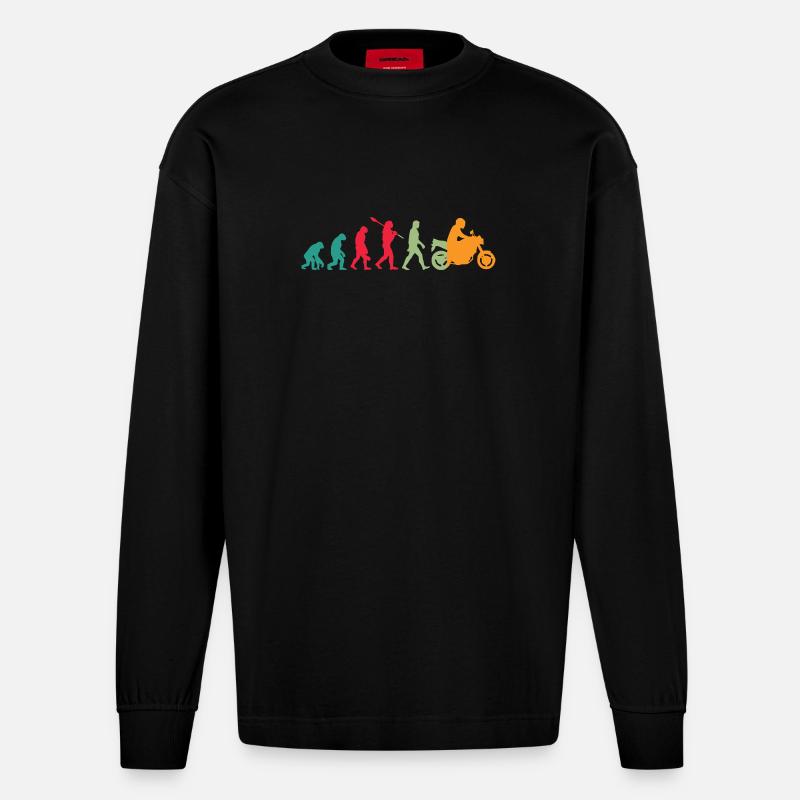 Evolution! Motorrad Geschenk Idee Bikes - Heavyweight Oversized Organic Langarmshirt Made in EU - SOLID BLACK