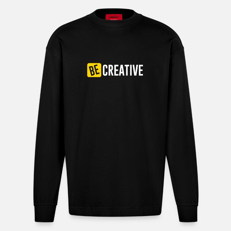 Be Creative Inspiration Design - Heavyweight Oversized Organic Langarmshirt Made in EU - SOLID BLACK