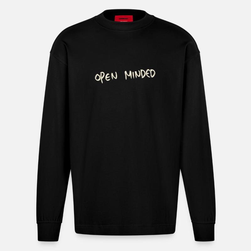 Open minded - Heavyweight Oversized Organic Langarmshirt Made in EU - SOLID BLACK