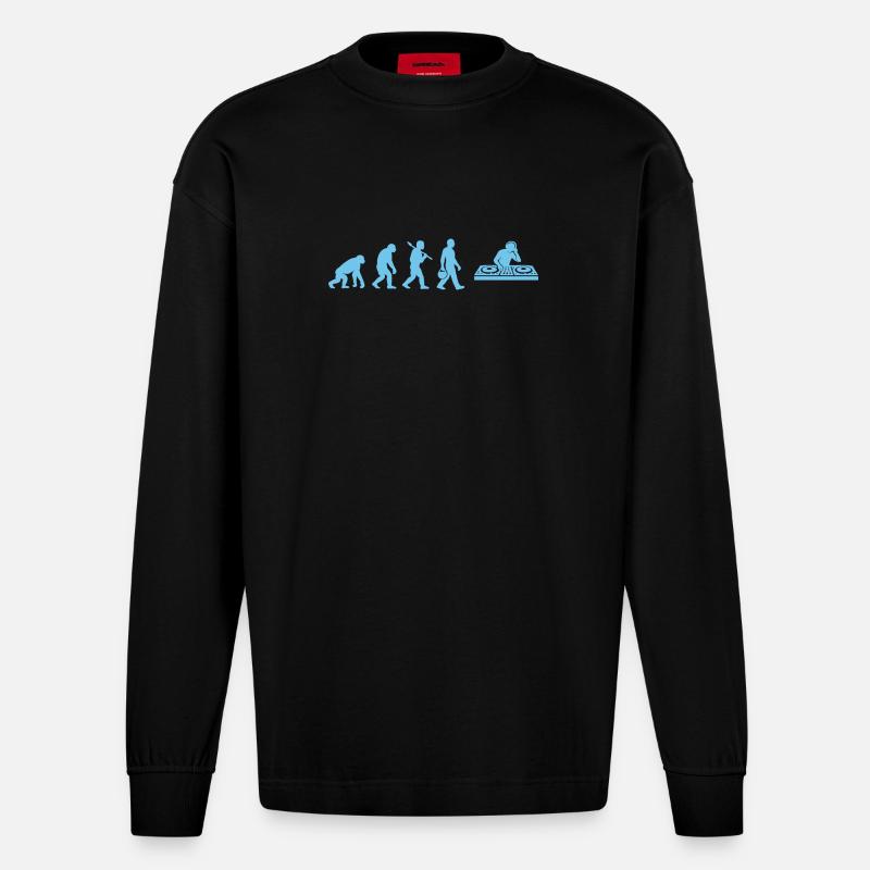 Evolution DJ Groove - Heavyweight Oversized Organic Langarmshirt Made in EU - SOLID BLACK
