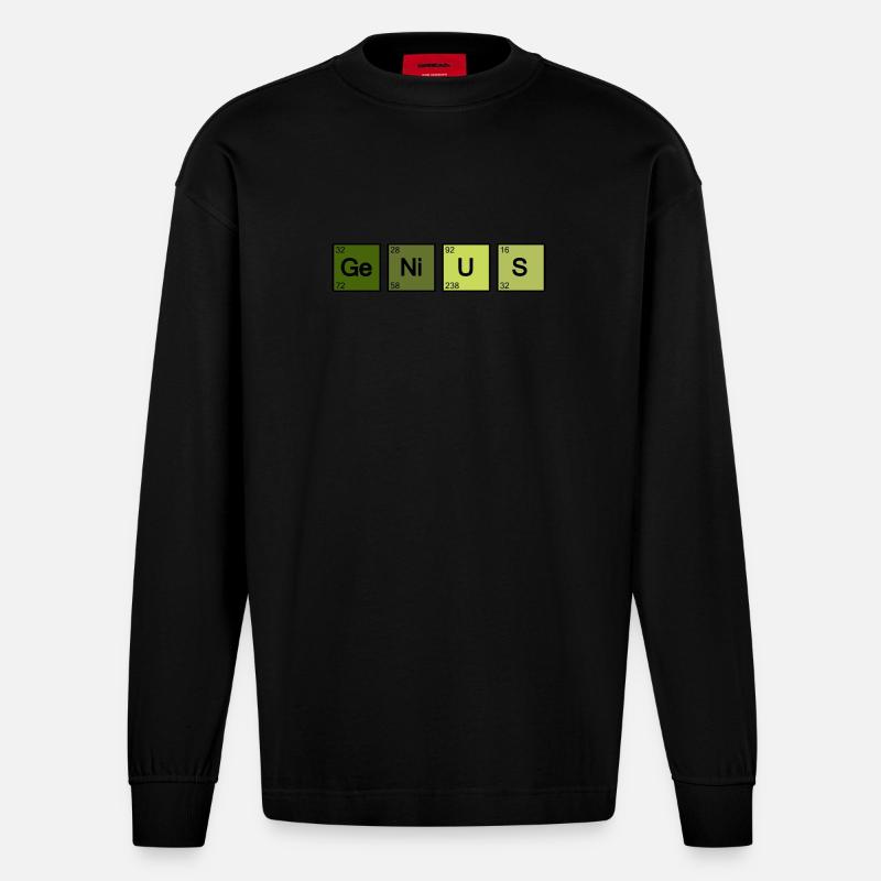 Genius Nerd Geek - Manches longues bio épais oversize fabriqué en UE - SOLID BLACK