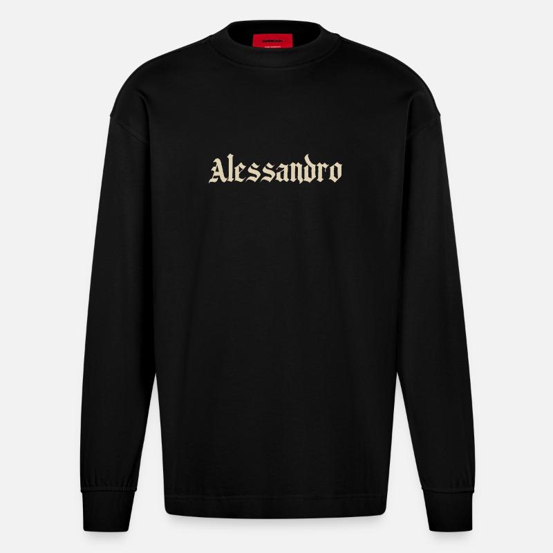 Alessandro Gothic Script - Heavyweight Oversized Organic Langarmshirt Made in EU - SOLID BLACK