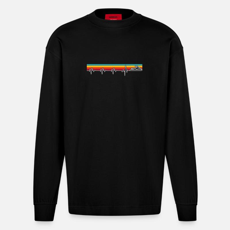 Jetski am Puls des Meeres - Heavyweight Oversized Organic Langarmshirt Made in EU - SOLID BLACK