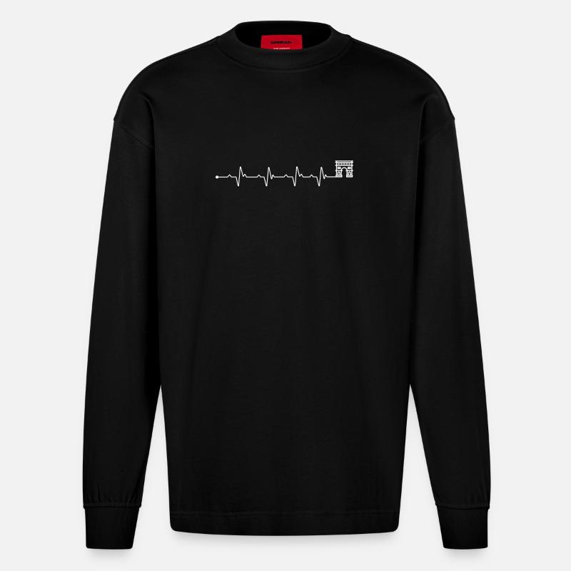 Herzschlag arc de triomphe - Heavyweight Oversized Organic Langarmshirt Made in EU - SOLID BLACK