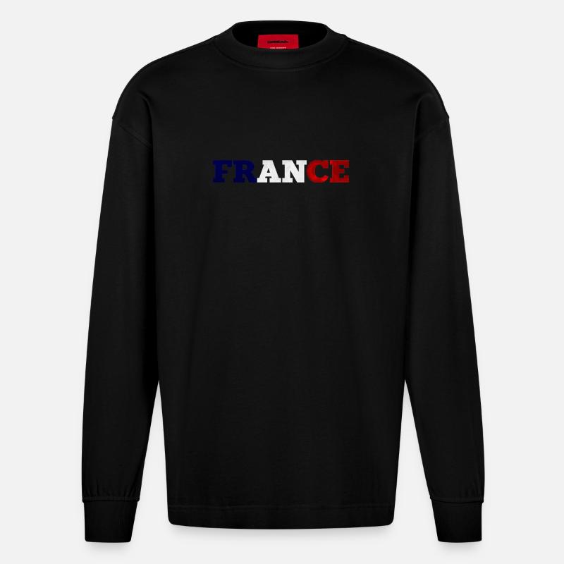 Frankreich - Heavyweight Oversized Organic Langarmshirt Made in EU - SOLID BLACK