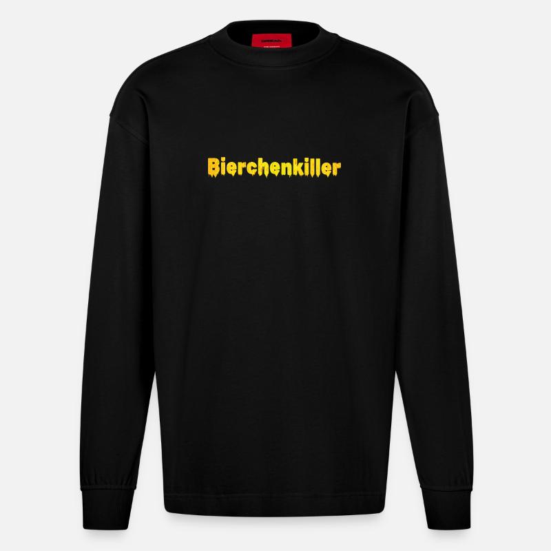 Bierchenkiller, Biertrinker, Bierchen, Bier - Heavyweight Oversized Organic Langarmshirt Made in EU - SOLID BLACK