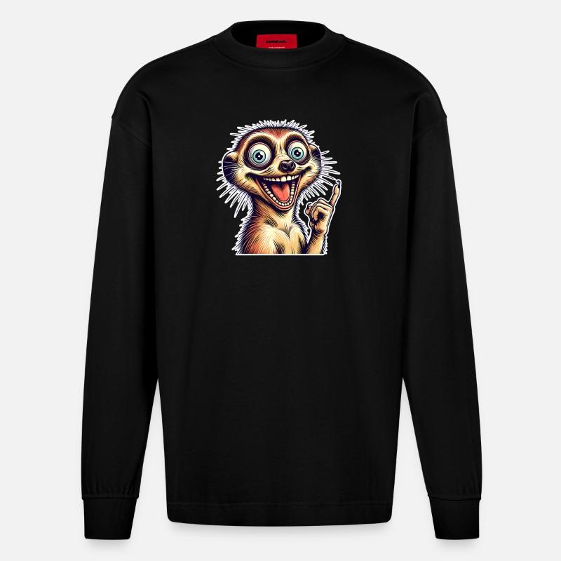 Erdmännchen - Heavyweight Oversized Organic Langarmshirt Made in EU - SOLID BLACK