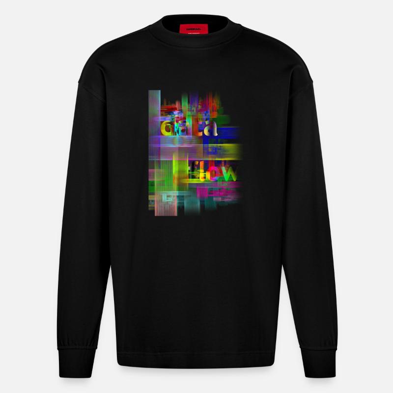 DATA FLOW - Heavyweight Oversized Organic Langarmshirt Made in EU - SOLID BLACK
