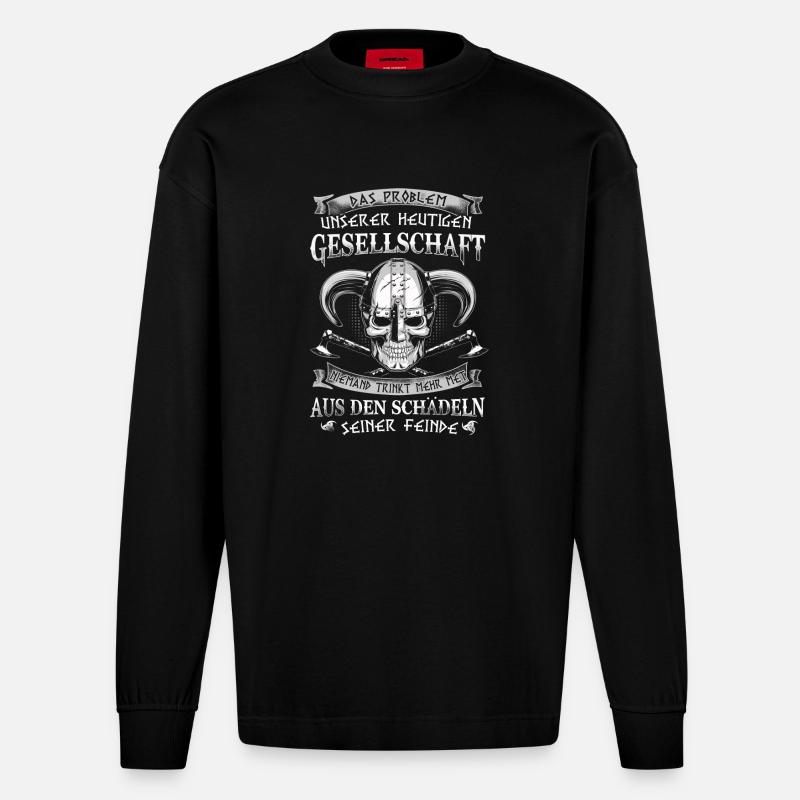 Problem der Gesellschaft - Heavyweight Oversized Organic Langarmshirt Made in EU - SOLID BLACK