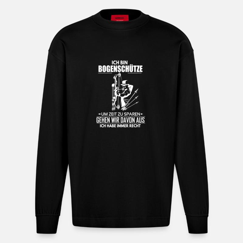 Bogenschütze - Heavyweight Oversized Organic Langarmshirt Made in EU - SOLID BLACK