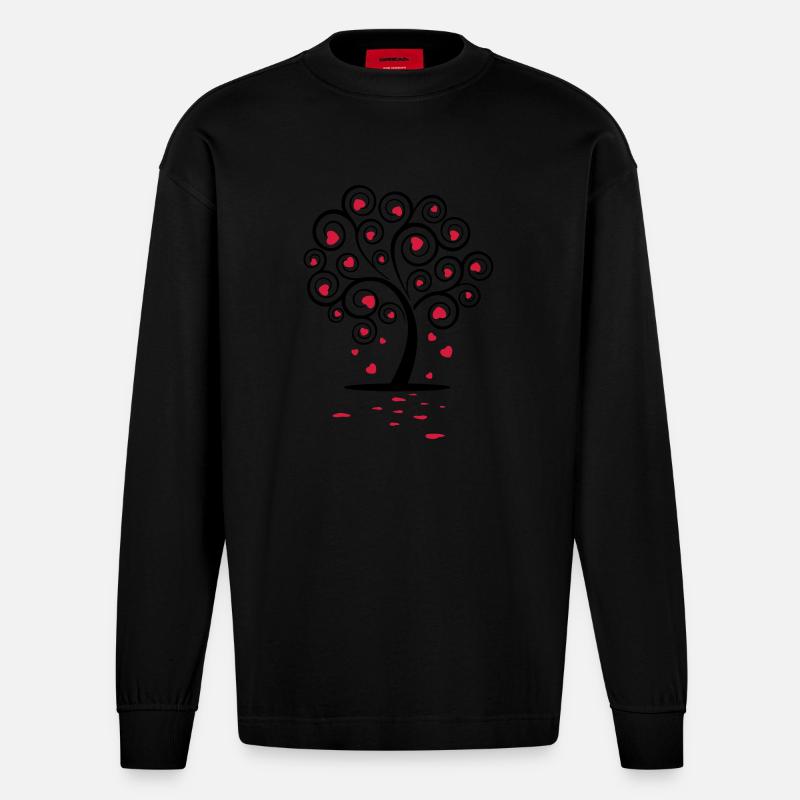 Love Tree - Heavyweight Oversized Organic Langarmshirt Made in EU - SOLID BLACK