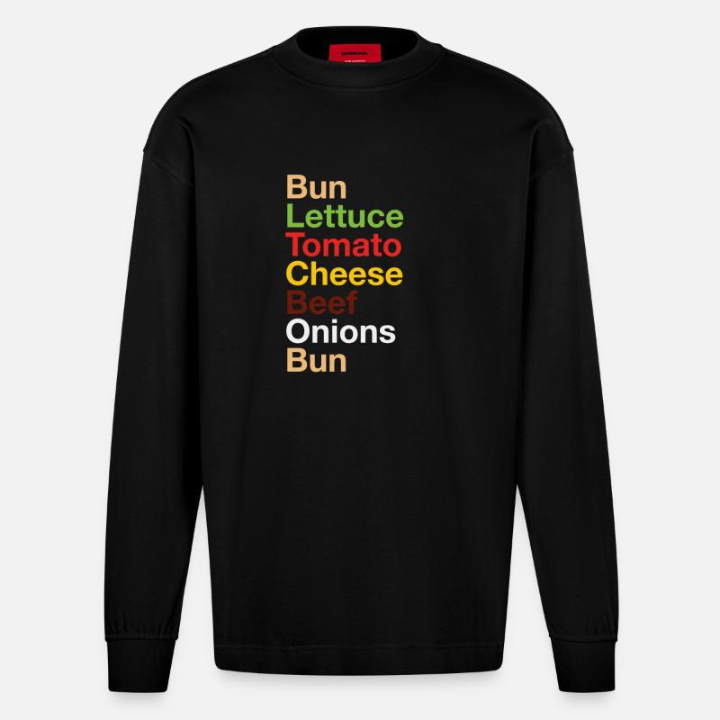 Cheeseburger - Heavyweight Oversized Organic Langarmshirt Made in EU - SOLID BLACK
