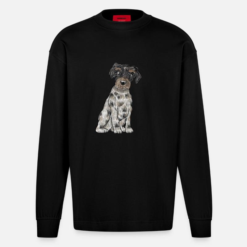 Yorkshire Biewer Terrier - Heavyweight Oversized Organic Langarmshirt Made in EU - SOLID BLACK