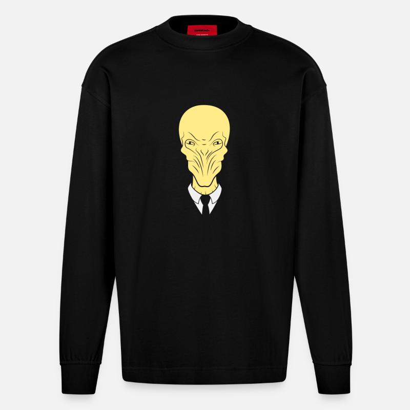 the silence will fall - Heavyweight Oversized Organic Longsleeve Shirt Made in EU - SOLID BLACK