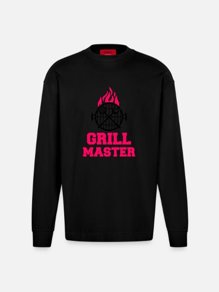 Grill Master - Heavyweight Oversized Organic Longsleeve Shirt Made in EU - SOLID BLACK