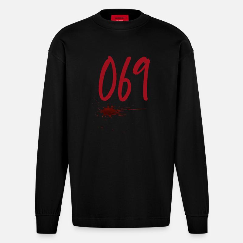 Code postal Francfort 069 - Manches longues bio épais oversize fabriqué en UE - SOLID BLACK