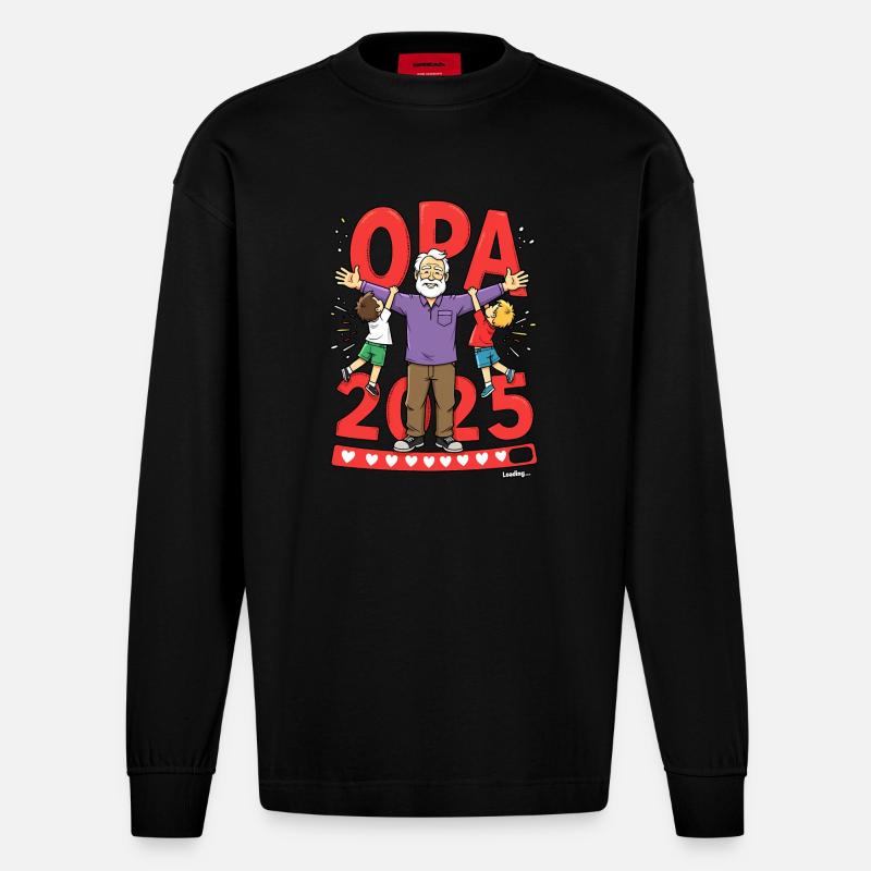 Opa 2019 - 2015 Loading - Heavyweight Oversized Organic Langarmshirt Made in EU - SOLID BLACK