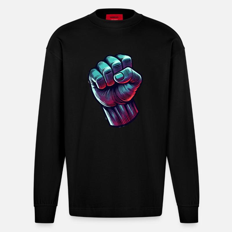 faust comic - Heavyweight Oversized Organic Langarmshirt Made in EU - SOLID BLACK
