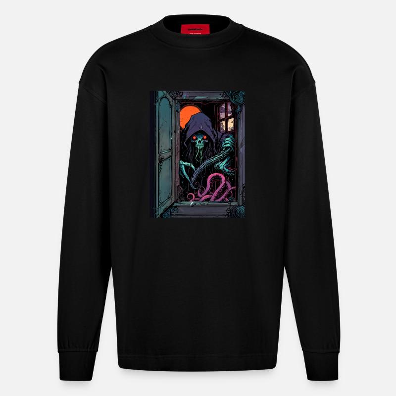 Du hast es eingeladen - Heavyweight Oversized Organic Langarmshirt Made in EU - SOLID BLACK
