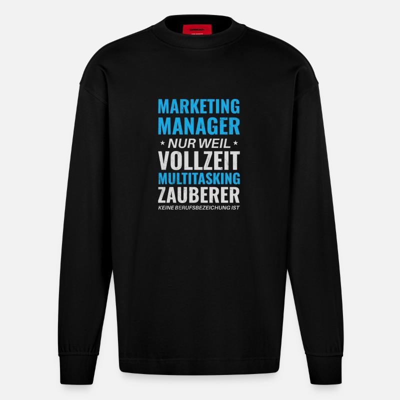 Marketing Manager – Multitasking Wizard - Heavyweight Oversized Organic Longsleeve Shirt Made in EU - SOLID BLACK