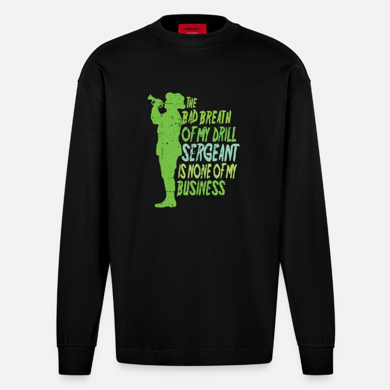 Drill Sergeant - Heavyweight Oversized Organic Langarmshirt Made in EU - SOLID BLACK