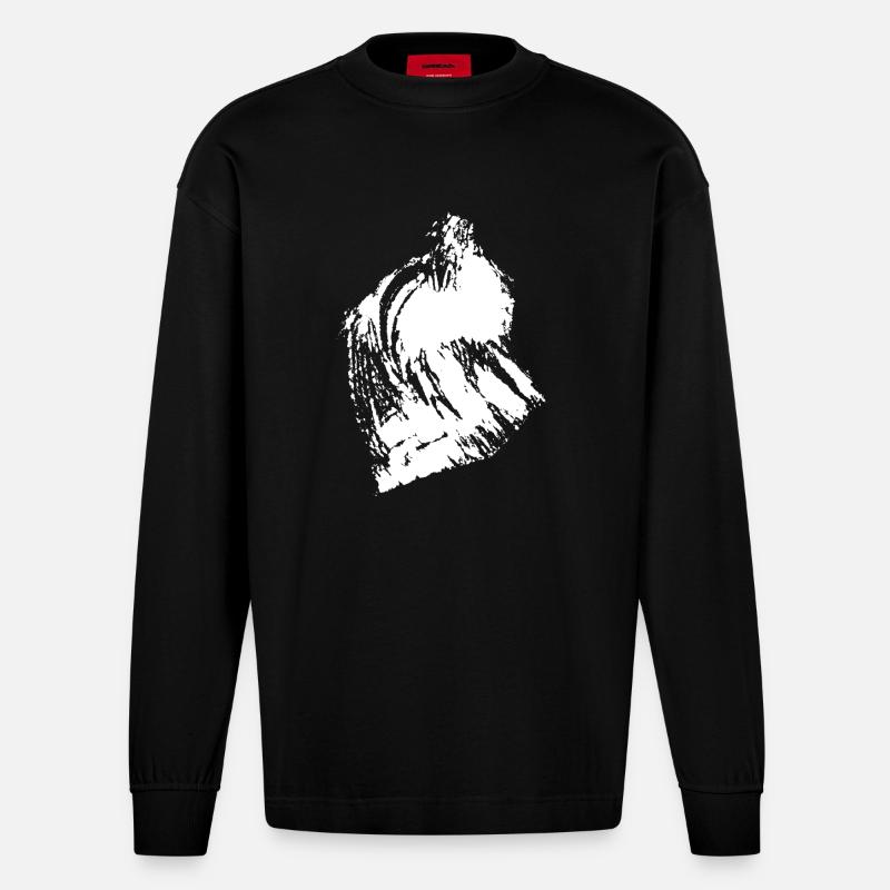 Mural Mountains - Heavyweight Oversized Organic Langarmshirt Made in EU - SOLID BLACK