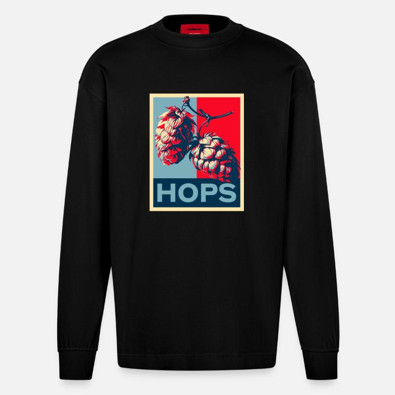 Hops - Heavyweight Oversized Organic Langarmshirt Made in EU - SOLID BLACK