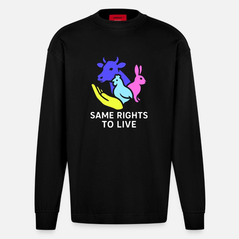 same rights to live - Heavyweight Oversized Organic Langarmshirt Made in EU - SOLID BLACK
