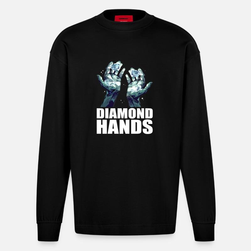 Diamond Hands Trading - Heavyweight Oversized Organic Langarmshirt Made in EU - SOLID BLACK