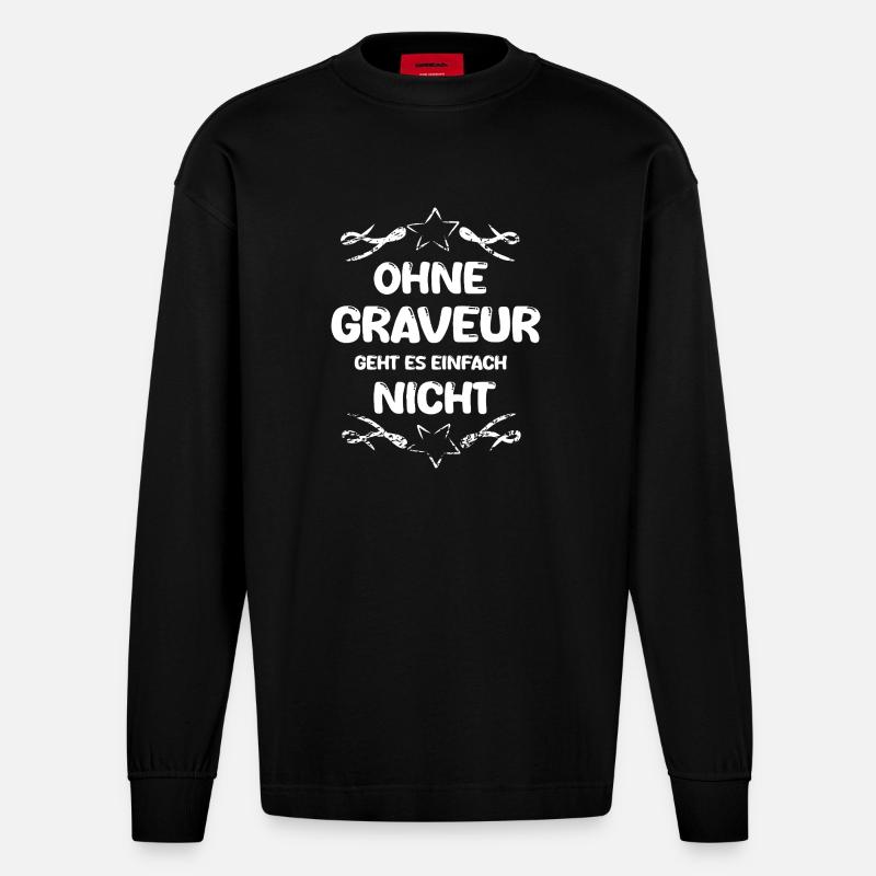 Graveur - Heavyweight Oversized Organic Langarmshirt Made in EU - SOLID BLACK