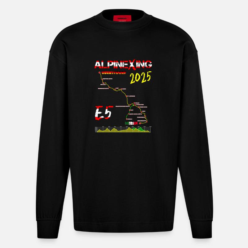 E5 Oberstdorf Merano 2025 - Manches longues bio épais oversize fabriqué en UE - SOLID BLACK