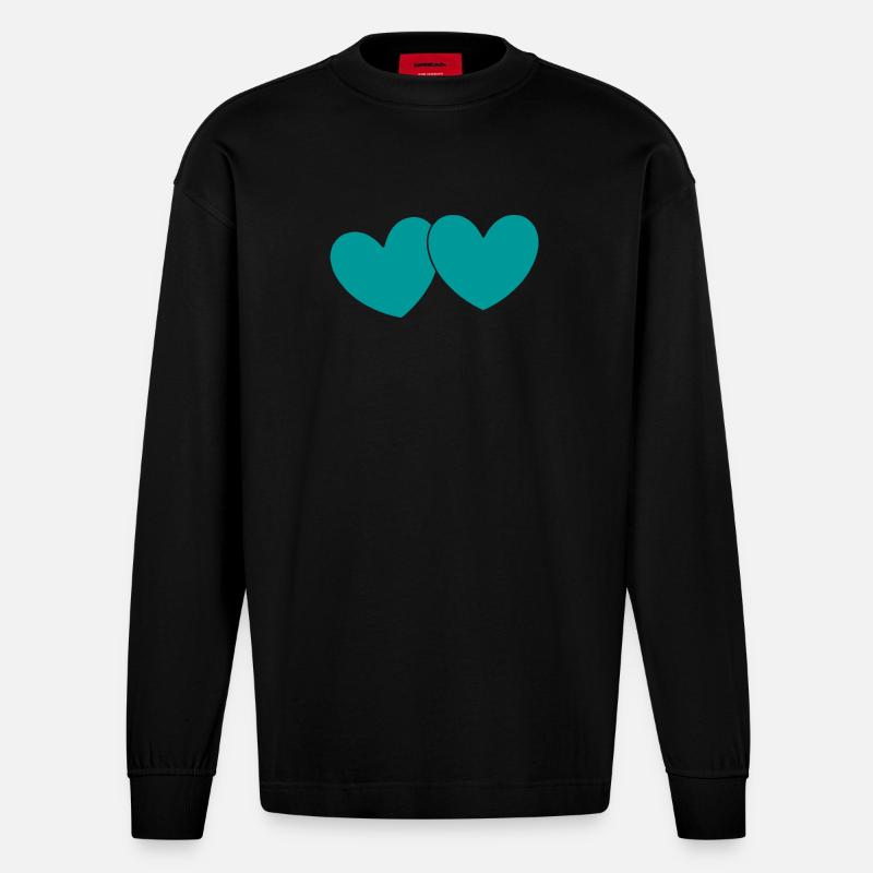 Saint-Valentin, Saint-Valentin, Saint-Valentin - Manches longues bio épais oversize fabriqué en UE - SOLID BLACK
